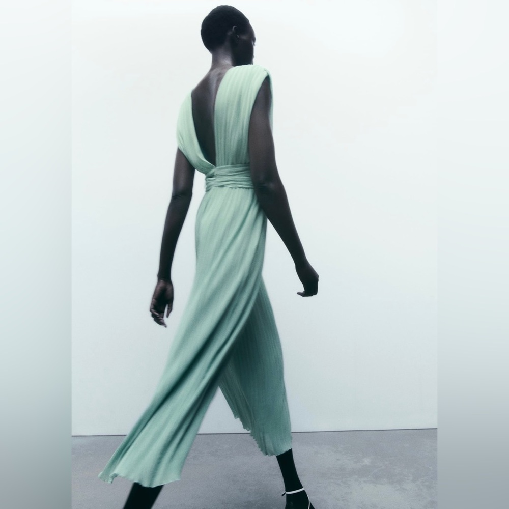 ZARA CLASSY KNOTTED PLEATED JUMPSUIT - Picture 3 of 9